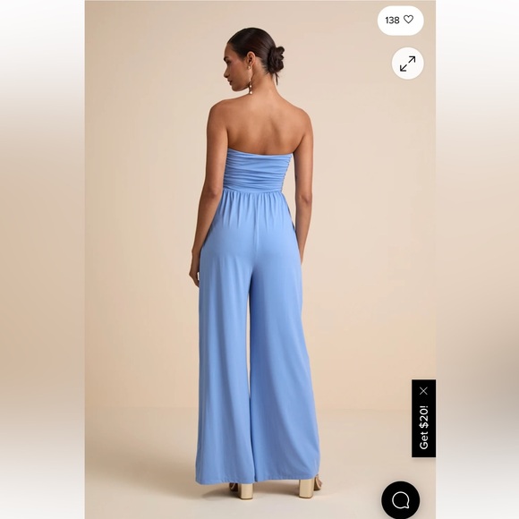 Light Blue Strapless Jumpsuit - Picture 3 of 3